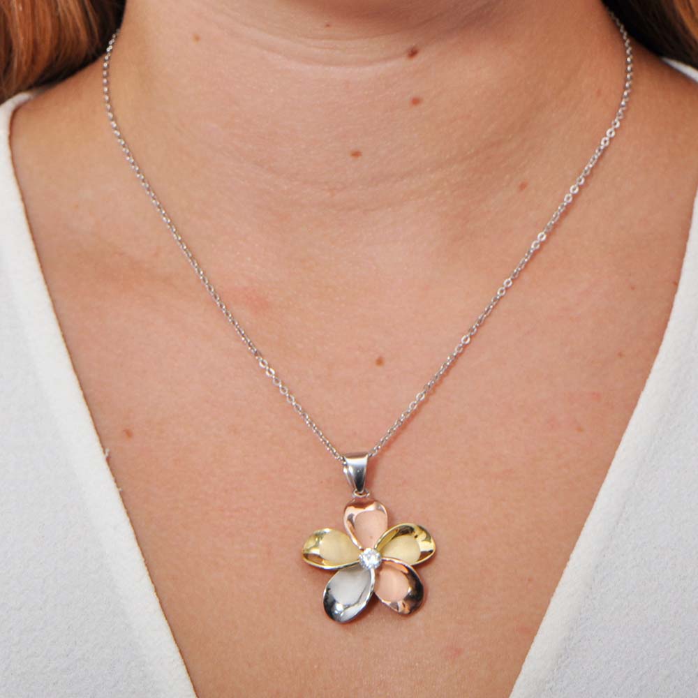 Tricolor Plumeria Pendant