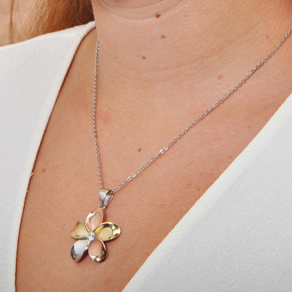 Tricolor Plumeria Pendant