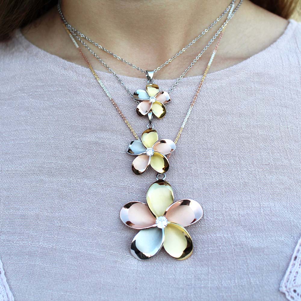 Tricolor Plumeria Pendant