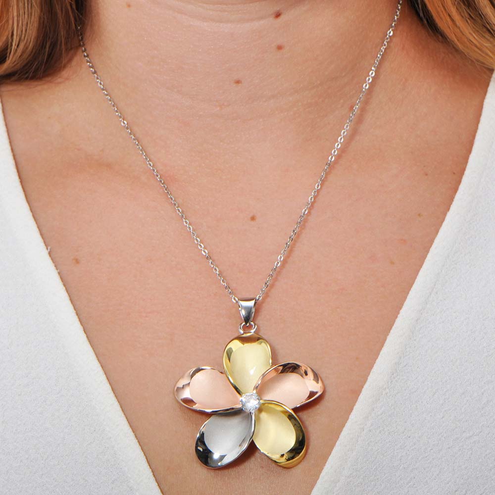 Tricolor Plumeria Pendant