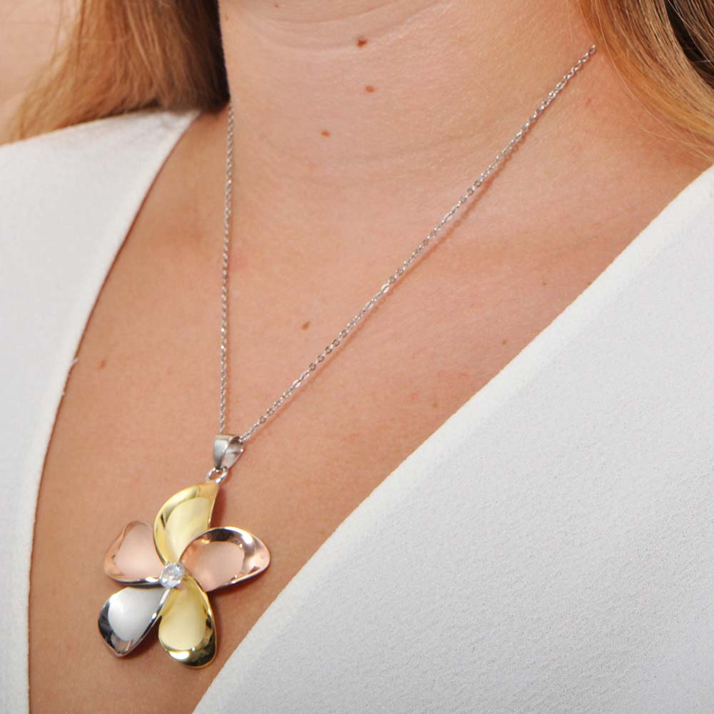 Tricolor Plumeria Pendant