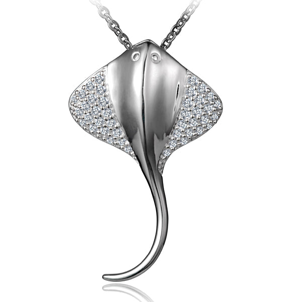 Pavé Flying Manta Ray Pendant