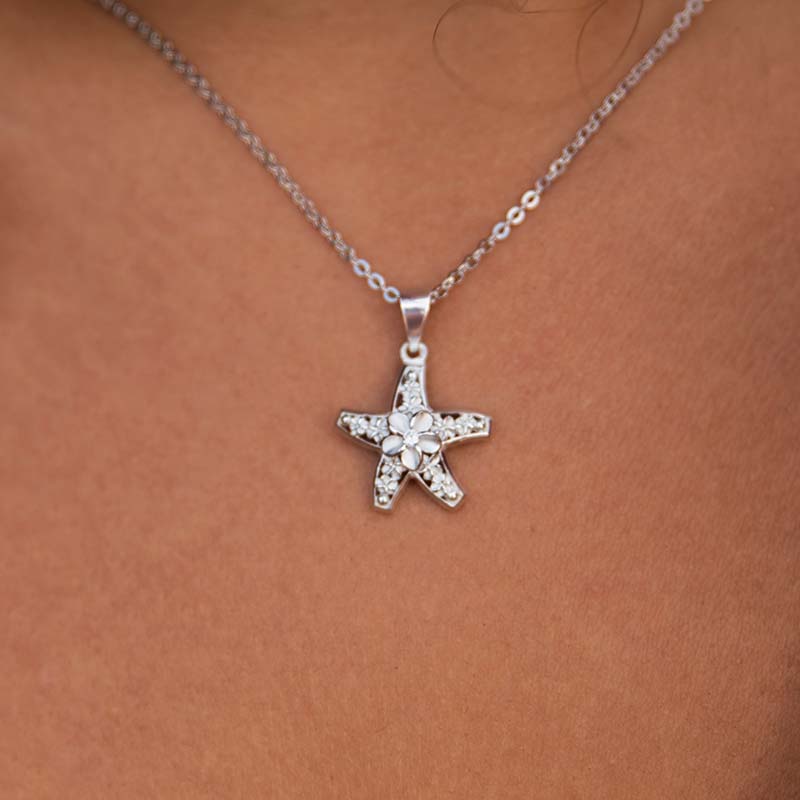 Pendentif étoile de mer en fleurs