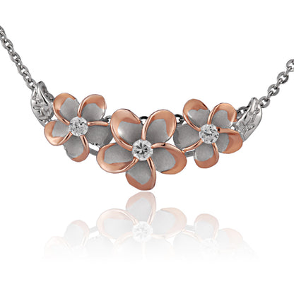 Pendentif plaqué rhodium Plumeria Garden