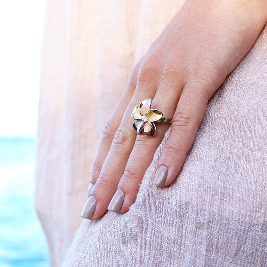 Tricolor Plumeria Ring