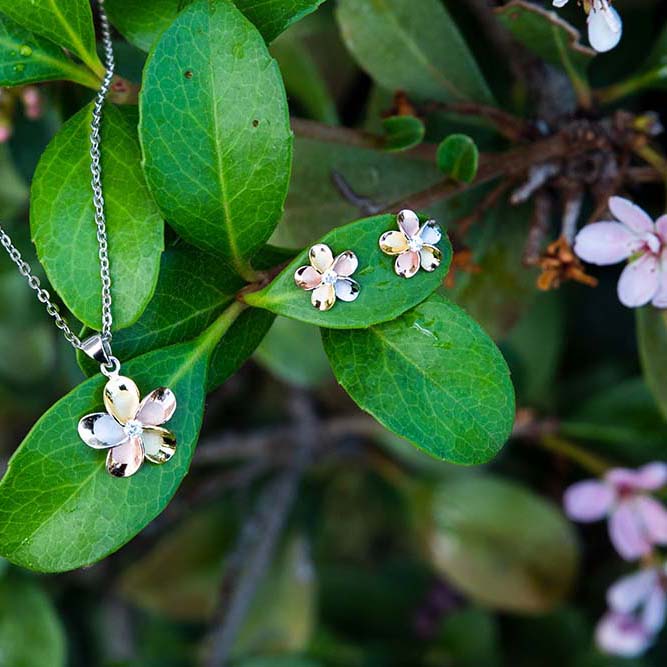 Boucles d'oreilles clous Plumeria