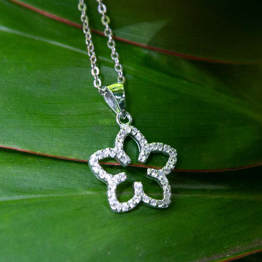 Pavé Cutout Plumeria Pendant