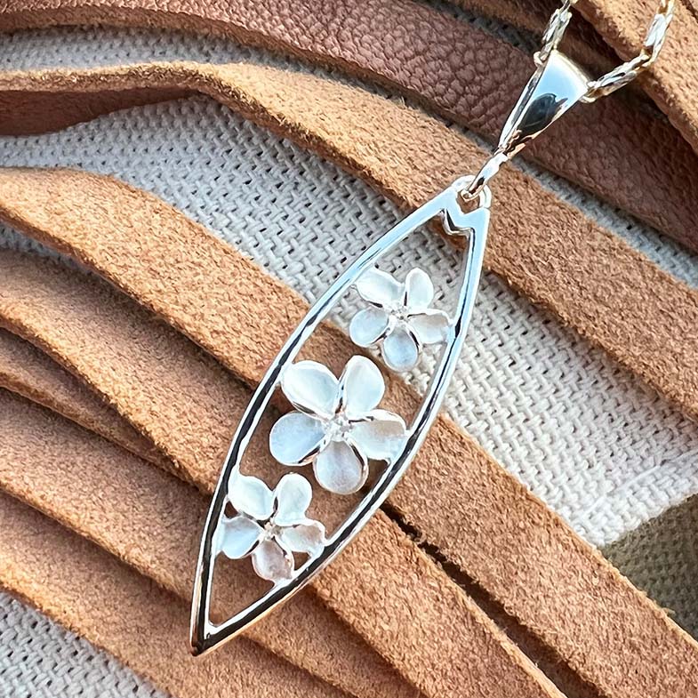 Plumeria Paradise Surfboard Pendant